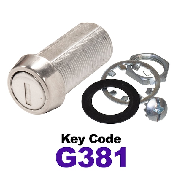 Global RV SS Compartment Lock, Cam/Blade Style, 1-3/8in Threaded Barrel, Keyed to G381, Blades not Included CLB-381-138-SS - main